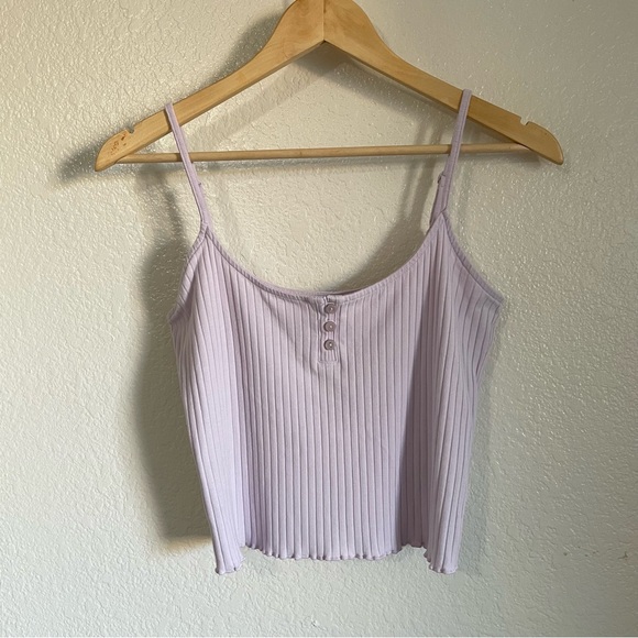 American Eagle Outfitters Tops - American Eagle Outfitters Light Purple Ribbed Camisole Tank Top Button Size L